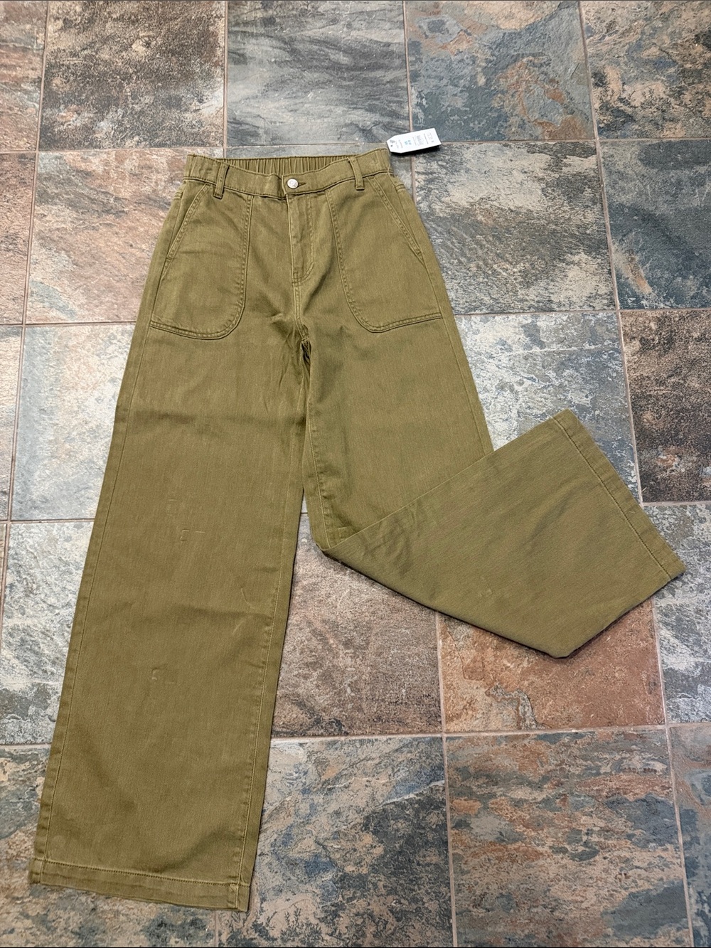 Time and Tru Olive Green Corduroy Wide-Leg Pants